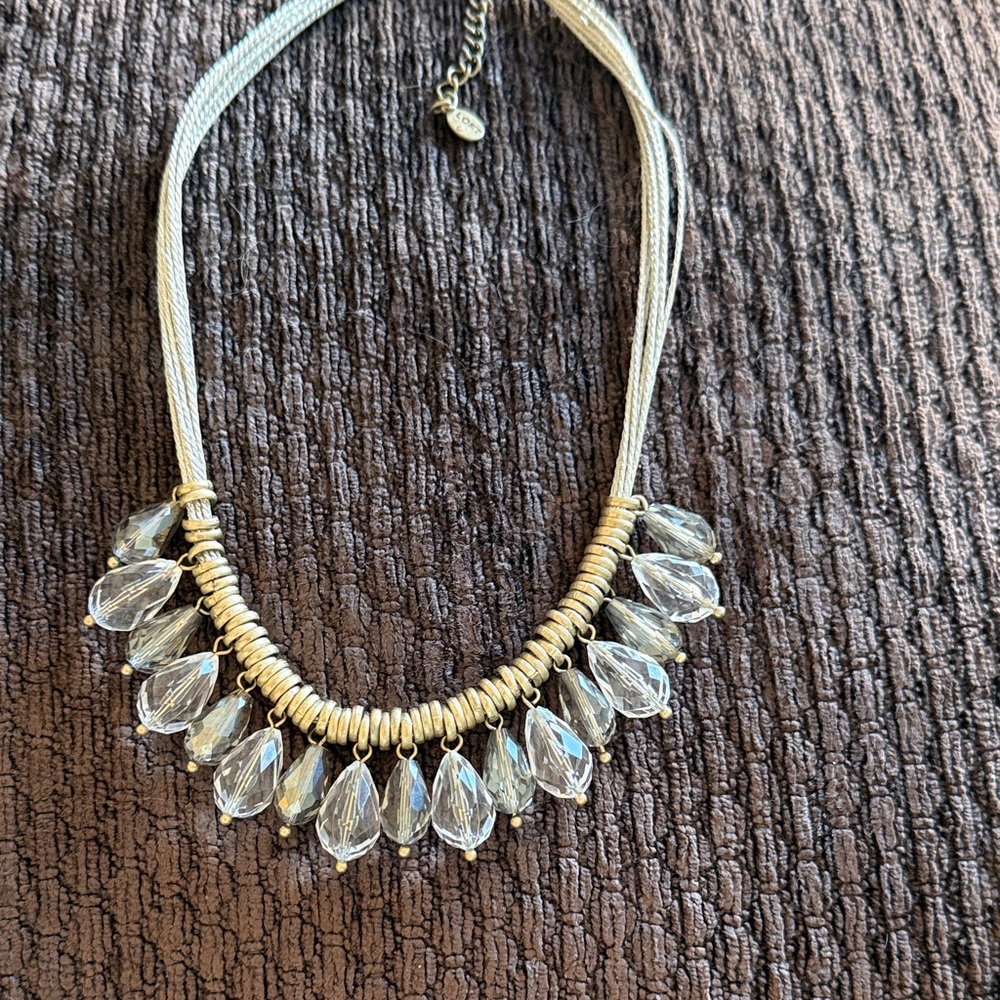 LOFT Gold and Crystal Teardrop Necklace